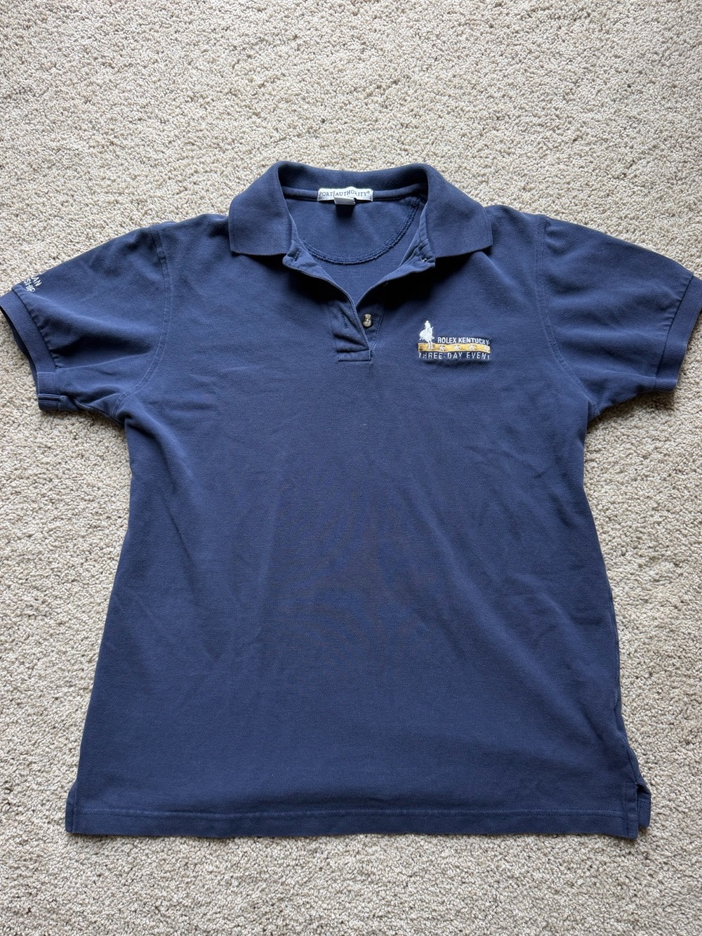 Ladies navy polo shirt, Rolex Kentucky three day event. Small